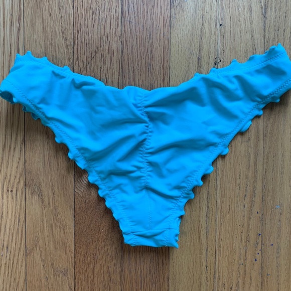 blue cheeky ruffled swimsuit bottoms - Picture 2 of 2
